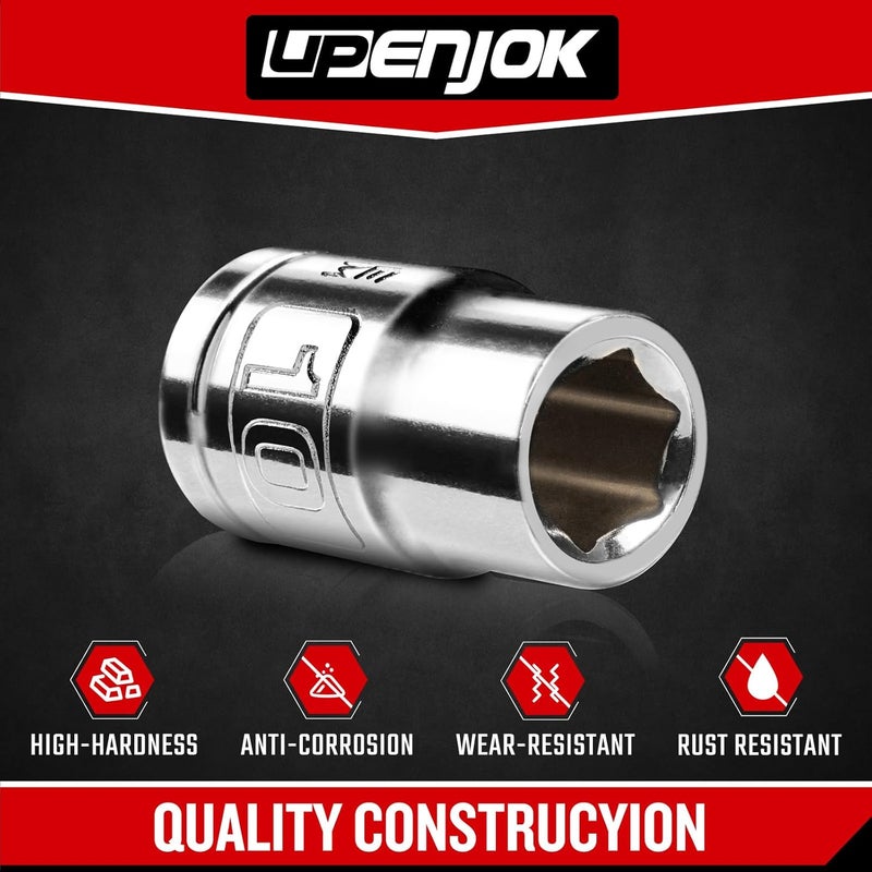 Upenjok 2PCS 3/8" Drive 6-Point Shallow Metric Socket 10mm, Cr-V Steel - Image 3